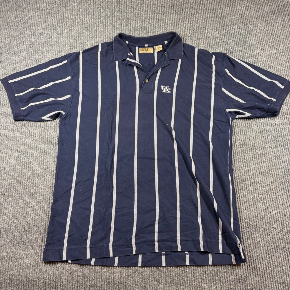 Vesi Sportswear Shirt Men's XL Kentucky Wildcats Polo Navy Blue White Striped
